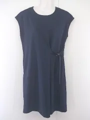 ◇ any SiS エニィスィス ウエストベルト フレンチスリーブ 膝丈 ワンピース サイズ1 ネイビー レディース P  【中古】 【1211100018324】