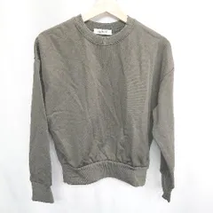 ◇ nano universe ナノユニバース クルーネック 無地 シンプル 長袖 スウェット トレーナー サイズ36 カーキ レディース E  【1407020038850】