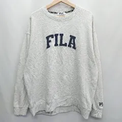 ◇ ⊇ FILA フィラ コットン素材 長袖 トレーナー サイズLL グレー レディース E  【1410100002658】