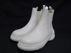 ■美品■ ChristianDior ディオール D-RACER サイドゴア レザー ショートブーツ サイズ 38 (約25cm) 靴 シューズ ホワイト系 FI8019