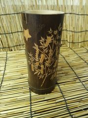 七夕柄　竹の入れ物　花瓶　箸立て　ペン立て　一輪挿し
