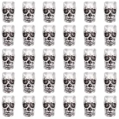 【在庫処分】SUNNYCLUE　ハロウィン　50個　合金　ビーズ　スカル　ブレスレット　髑髏　スペーサービーズ　チャーム　頭骨　スケルトン　パーツ　骨　ヨーロピアン　ルースビーズ　大穴ビーズ　アクセサリー　チャームパーツ　あたま　イヤリング　ペンダント　ネック