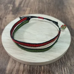 ビーズブレスレット　2連　レッド　グリーン