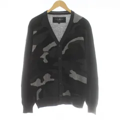 ハイドロゲン HYDROGEN LUXURY SPORTSWEAR ニットカーディガン 長袖 Vネック エルボーパッチ スカル カモフラ ウール カシミヤ混 XL グレー黒 ブラック 茶 ブラウン /KUのサムネイル