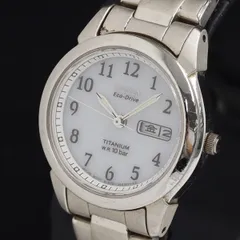 稼働 シチズン エコドライブ チタニウム E001-S024633 電波ソーラー 白文字盤 デイデイト レディース腕時計 KRH 2000000 NSK