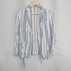 ◇ ⊇ URBAN RESEARCH DOORS ストライプ柄 ウエストリボン付き 長袖 羽織シャツ サイズF ブルー ホワイト レディース E  【1408220060603】