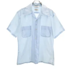 WR. California 70s ヴィンテージ 半袖 オープンカラーシャツ S 水色 メンズ 古着