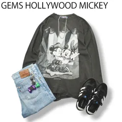 90s ヴィンテージ GEMS HOLLYWOOD MICKEY ディズニー Disney ミッキー x ミニー プリント 長袖 Tシャツ ロンT シングルステッチ L相当 フェードブラック メンズ