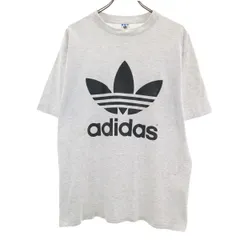 adidas アディダス 90s USA製 オールド トレフォイルロゴ 半袖 Tシャツ M グレー メンズ 古着