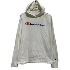Champion ロンT ロングTシャツ L ホワイト チャンピオン プルオーバー パーカー フード付き ポケット 薄手 古着卸 アメリカ仕入 a611-7466
