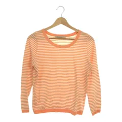 レディース トップス カットソー 長袖 ロンＴ Ｕネック オレンジ ボーダー