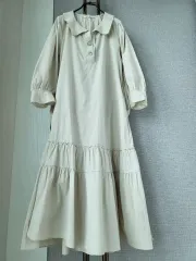 g ー cut シャカシャカ素材 パフ袖 フリルロングドレス