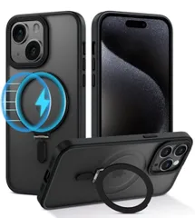 ★iPhone 15 適用 ケース MagSafe対応 隠し収納式 多機能一体スタンド アイフォン15 カバー OURJOY スマホケース