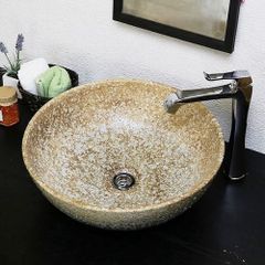 信楽焼 手洗い鉢 洗面ボウル 陶器 直径43.5cm 大型サイズ 白窯変手洗い鉢 tr-4098