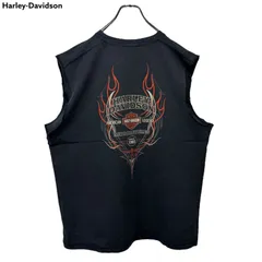 HARLEY-DAVIDSON Print Sleeveless Tank-top T-shirt Tee ハーレーダビッドソン 両面プリント ノースリーブ スリーブレス タンクトップ Tシャツ 古着