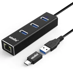 atolla USB3.0ハブ 有線 LAN RJ45 アダプタ, USB HUB 3ポート LAN RJ45 ハブ1ポート1000Mbps 拡張 USB Cハブ Type c 変換アダプター付き 1