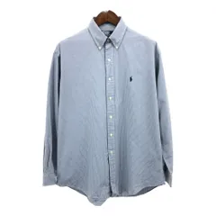 90年代 Polo by Ralph Lauren ポロ ラルフローレン BLAKE ボタンダウン 長袖シャツ チェック ライトブルー (メンズ L) 中古 古着 Q7134
