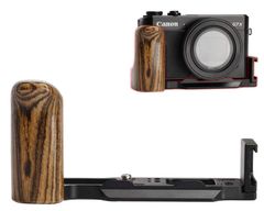 WEPOTO Canon PowerShot G7X Mark II BK用ハンドグリップメタル黄金檀木材 GP-G7X2