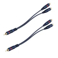 【特売】LOYELEY RCA分配ケーブル RCAオス to 2RCAメス 2本セット 金メッキ ビデオ オーディオ Y型 RCAオーディオケーブル モノラルからステレオへ変換 映像分岐コード 車モニター カーナビ リアモニター サブウーファーなど用
