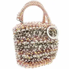 アンテプリマ キーホルダー ミニアトゥーラ ワイヤーバッグ チャーム PVC リボンファブリック シルバー ピンク系 グレー ANTEPRIMA バッグモチーフ キーリング キーフック バッグチャーム アクセサリー 美品 MINIATURA【中古】