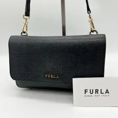 【良品】FURLA リーヴァ ショルダーウォレット ミニバッグ ブラック