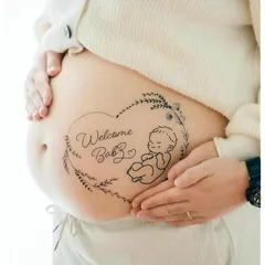 【新品】 tuzuru マタニティフォト シール ベリーペイント タトゥーシール 練習用シール付き 貼り方説明書付き (ZQ)