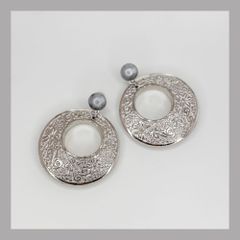 【サービス価格】アンティーク風シルバーサークルピアスorイヤリング(cr-167)／フラメンコ・ダンス・パーティー・舞台衣装小物