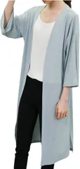 neccote(ネコート) カーディガン ロング 九分袖 スリット ゆったり 薄手 レディース(ライトブルーNC44LBL,  L)