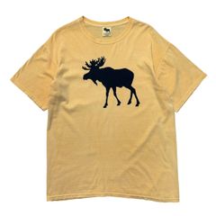古着 USA製 The Black Moose Tシャツ アニマル プリント ヘラジカ 両面プリント 黄色 イエロー Lサイズ