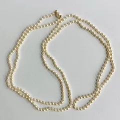 ガラスベビーパール3Wayオールノットロングネックレス/4mm約124cm/クリーム/G/made in japan