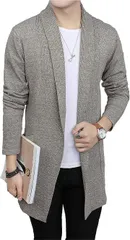 Gosfang(ゴスファング) カーディガン メンズ ジャケット 長袖 ロングカーディガン 上着 前開き 大人 シンプル(ライトグレー,  XL)