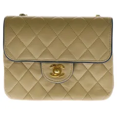 CHANEL (シャネル) ミニマトラッセ 18 Sフラップ Sショルダーバック チェーンバッグ ハンドバッグ ミニバッグ ゴールド金具 ラム ベージュ