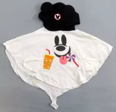 【中古】衣料雑貨 ミッキーマウス ポンチョ ホワイト キッズサイズ 「ディズニー・ハロウィーン2020」 東京ディズニーリゾート限定