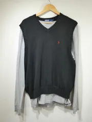 グッドフェード 90s ビンテージ Polo Ralph Lauren ラルフローレン ポニー ワンポイント 刺繍 ブラック コットンニット ベスト XXL 80s USA 古着