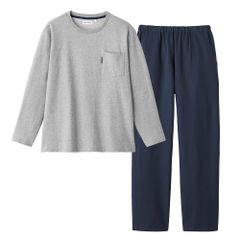 Size:M_Color:グレー [グンゼ] ルームウェア 紳士長袖長パンツ ミニ裏毛 メンズ グレー