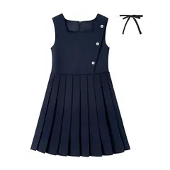 【新品】 [LOLANTA] ジャンパースカート 女の子 フォーマル ワンピース ガールズ プリーツ 受験 冠婚葬祭 角襟 ネイビー 1
