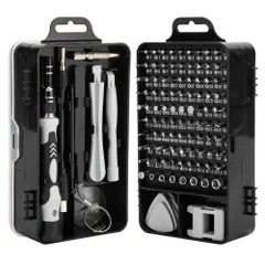 ☆ ブラック ☆ ドライバー セット 工具 chton0115a ドライバーセット ドライバー セット 工具 特殊 精密 ネジ ねじ回し スマホ 時計 家電 ゲーム 眼鏡 修理 ツール 日曜大工 ケース付き 曲げられる ビット 手動 持ち運び 便利のサムネイル