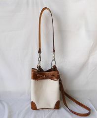 Ayako purse bag アヤコ 巾着 キャンバス レザー イエロー バッグ 鞄 カバン ショルダー
