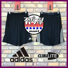 SP1-118★USA買付品★速乾 クライマライト★ブラックカラー【adidas アディダス】CLIMALITE 3ストライプ ハーフパンツ【メンズ M】ランニング スポーツ ジム US古着