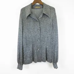 #a サイトウトヨコ 斉藤都世子 カーディガン ニット 黒系 シルバー ラメ 飾りボタン レディース [958800] k01のサムネイル