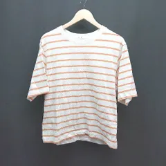 ◇ niko and … ニコアンド ボーダー ストライプ ラウンドネック カジュアル 半袖 Tシャツ サイズＭ ﾎﾜｲﾄ レディース E  【1310130017502】