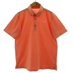 ナイキゴルフ NIKE GOLF ポロシャツ DRY FIT ロゴ刺繍 ボタンダウン 半袖 速乾 ストライプ オレンジ ホワイト 白 S