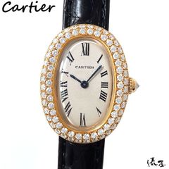 【Dバックルモデル】カルティエ K18 ベニュワール ダイヤベゼル 極美品 レディース ヴィンテージ Cartier 時計 腕時計 中古 イエローゴールド【送料無料】