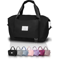 hichago ボストンバッグ 旅行バッグ 3WAY 折り畳み 拡張 大容量 軽量 キャリーオンバッグ メンズ レディース 修学旅行 アウトドア 機内持ち込み １泊 ２泊 (ブラック) 0