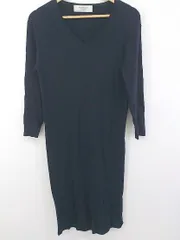 ◇ ◎ BEAMS LIGHTS ビームス ライツ バックスリット 長袖 膝下丈 ニットワンピース サイズ38 ネイビー レディース P  【1303060005558】