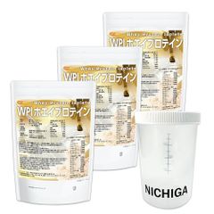 【NICHIGA／ニチガ公式】＜シェイカー セット＞ WPIホエイプロテイン 1ｋｇ×3袋 【送料無料(沖縄を除く)】 プレーン味 牛成長ホルモン不使用 (人口甘味料・香料不使用・無添加) WPI  TK2