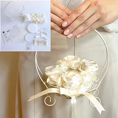 サーバーバスケット付き お手軽ローズ リングピロー 手作りキット シャンパンゴールド