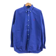 90年代 Polo by Ralph Lauren ポロ ラルフローレン BLAKE ボタンダウンシャツ ブルー (メンズ L) 中古 古着 S5121
