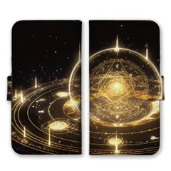 Galaxy A54 5G SC-53D SCG21 ケース 手帳型 ギャラクシーA54 スマホケース 携帯ケース 魔法陣 魔法 魔女 魔導書 神秘的 かっこいい オカルト ブラック ゴールド カラー04