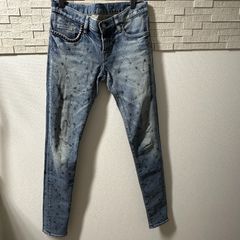 【古着】USED古着 HYSTERIC GLAMOUR ヒステリックグラマー 安全ピン プリント 加工 デニムパンツ インディゴ スタッズ 日本製 ヒス HYS 0103AP06 240928-09
